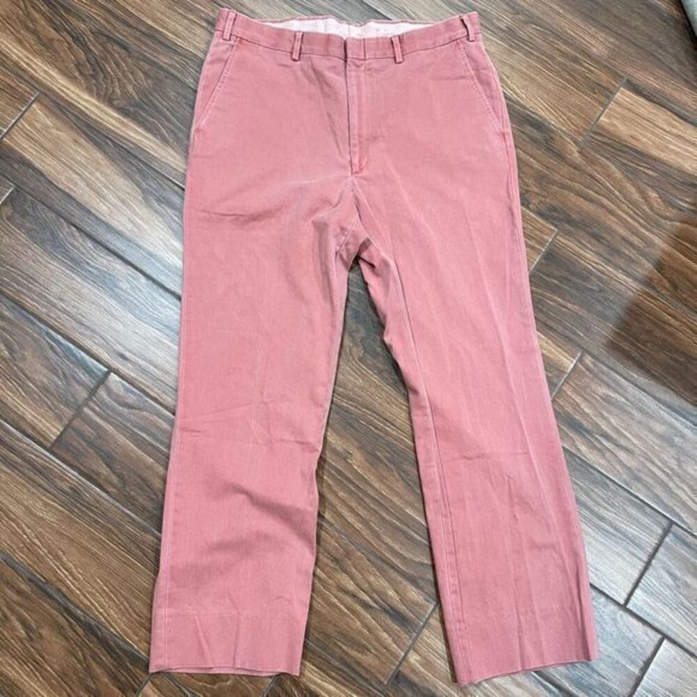 Berle $160 Charleston Khakis 36 Flat Front Chino Pants Pink Office Preppy Casual